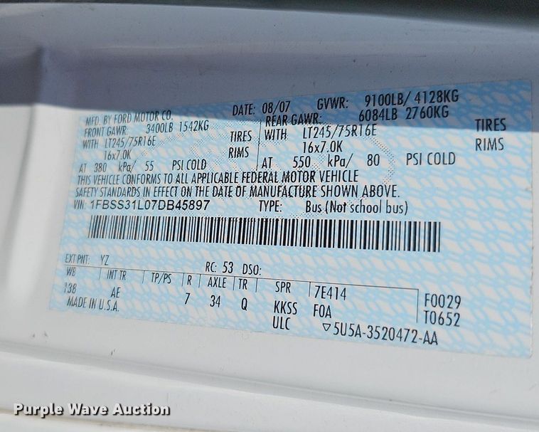 image for item DN8612 2007 Ford E350 Super Duty XL  van