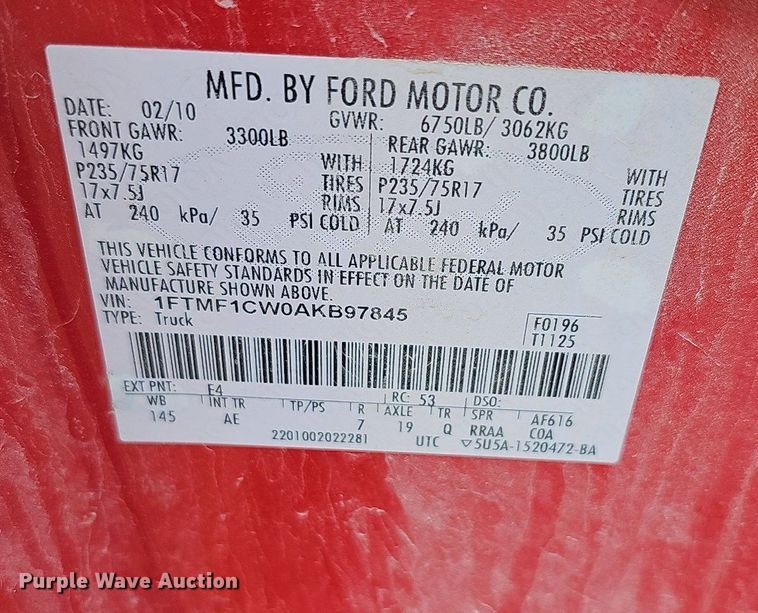 image for item DN8614 2010 Ford F150  pickup truck