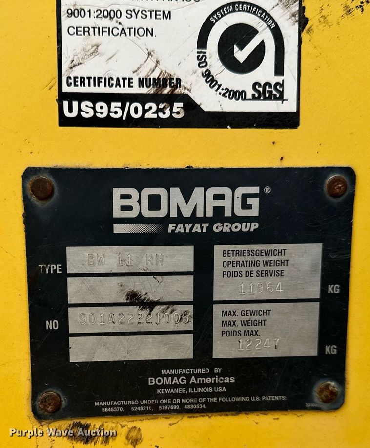 image for item DO5111 Bomag BW11RH  pneumatic roller
