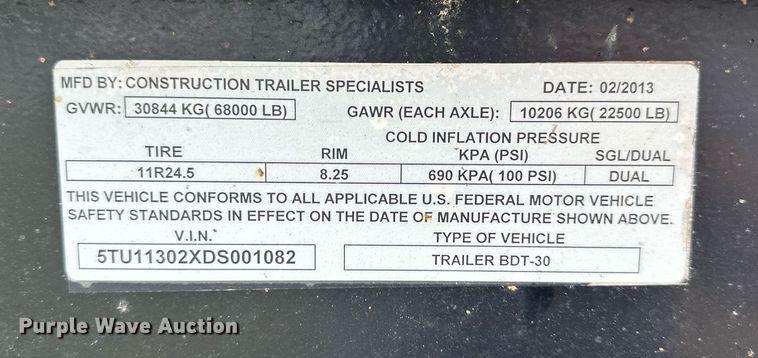 image for item DS2040 2013 CTS BDT-30  bottom dump trailer