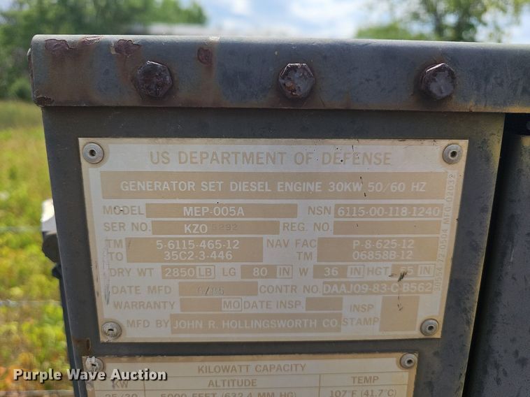 image for item KW9933 Hollingsworth MEP-005A  generator