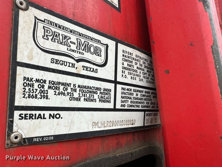 image for item KX9073 2011 Freightliner  refuse truck