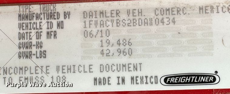 image for item KX9073 2011 Freightliner  refuse truck