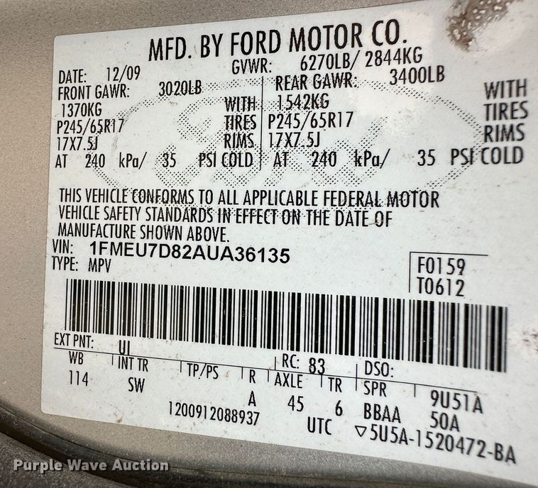 image for item KX9079 2010 Ford Explorer  SUV