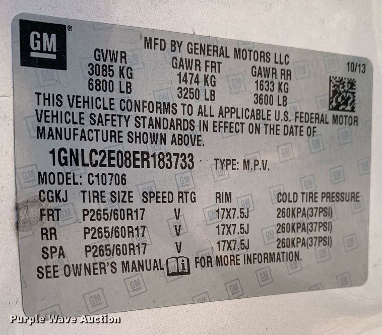 image for item LH9718 2014 Chevrolet Tahoe Police  SUV