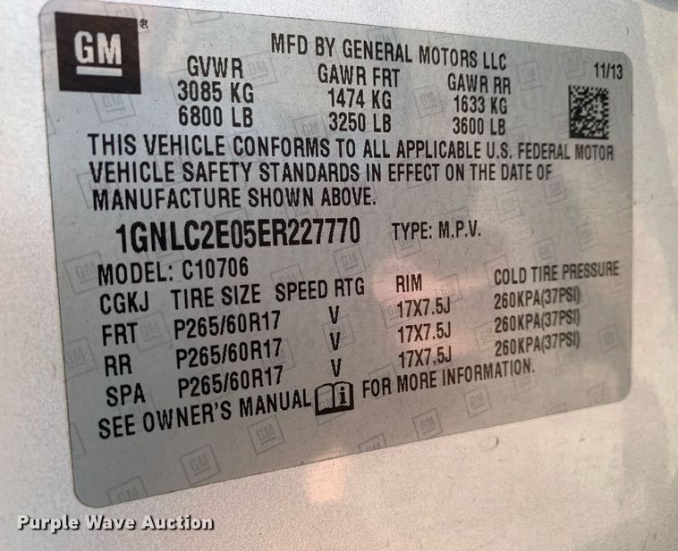 image for item LH9721 2014 Chevrolet Tahoe Police  SUV