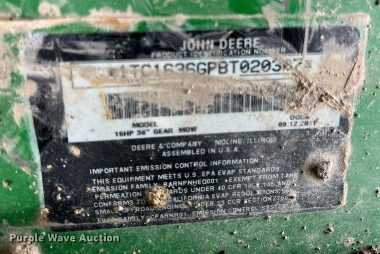 image for item LI9776 John Deere WG36A  lawn mower