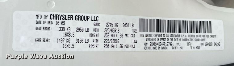 image for item LS9326 2010 Dodge Grand Caravan  handicap accessible van