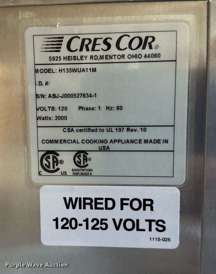 image for item NP9824 Crescor H135WUA11M  hot cabinet