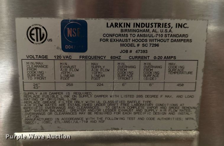 image for item NP9828 Larkin Industries SC7296  exhaust fan