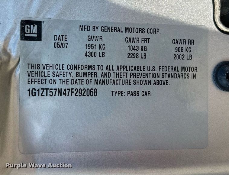 image for item NP9846 2007 Chevrolet Malibu