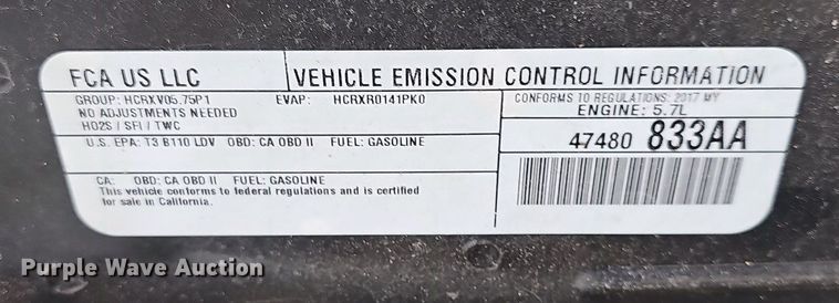 image for item NT9726 2017 Dodge Charger Police