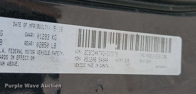 image for item NT9729 2016 Dodge Charger Police