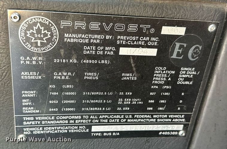 image for item OG9132 2005 Prevost LeMirage XL II  coach bus