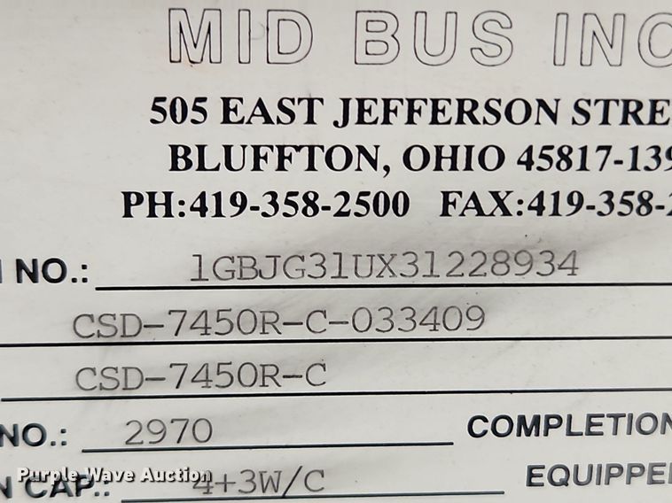 image for item OK9593 2003 Chevrolet Express G3500  school bus