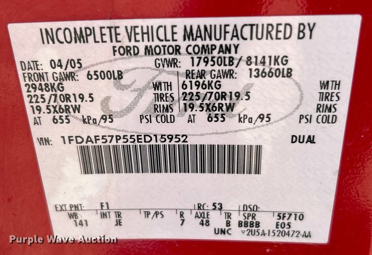 image for item OK9612 2005 Ford F550 Super Duty  dump flatbed truck