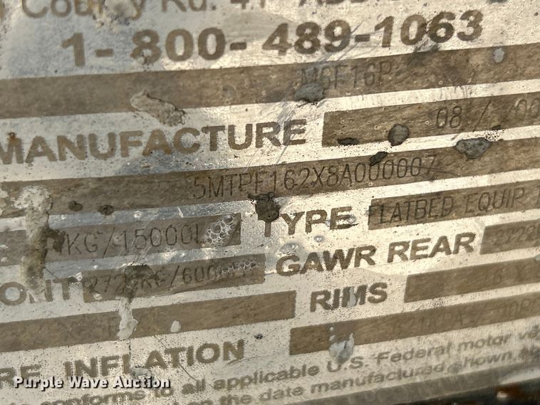 image for item OK9622 2008 Millennium M6F16P  equipment trailer