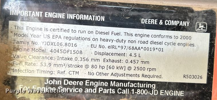 image for item OK9629 2000 Ingersoll Rand PL185WJD  air compressor