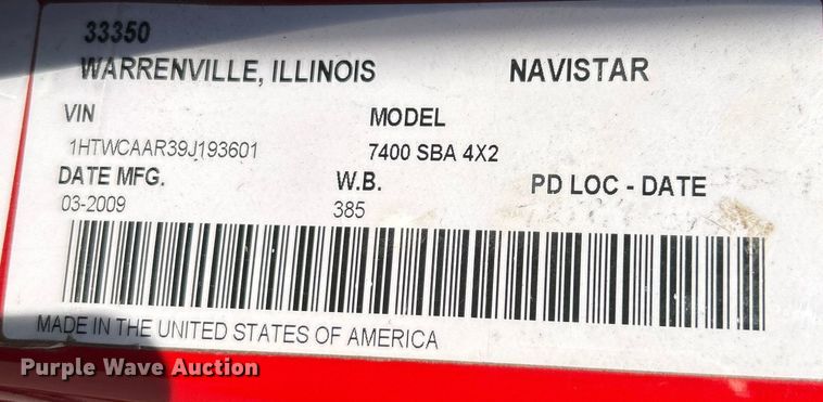 image for item OK9648 2009 International WorkStar 7400  dump truck