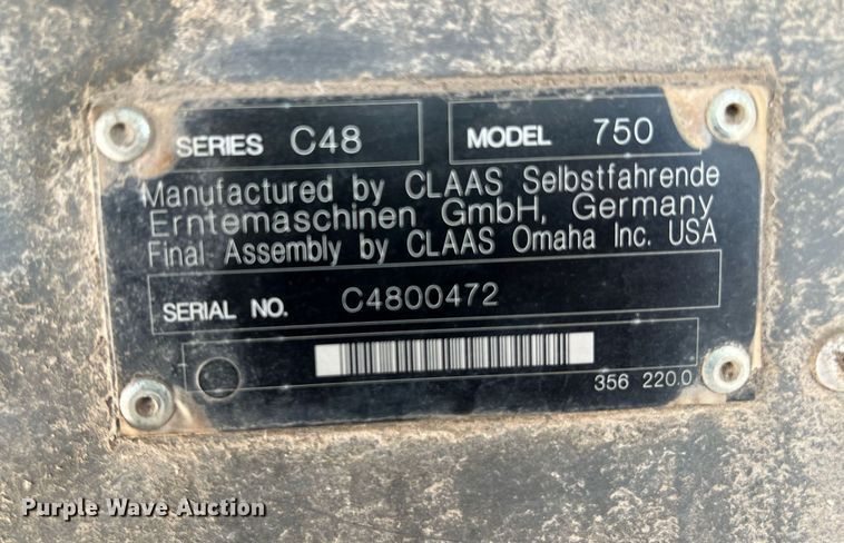 image for item DQ2118 2012 Claas 750  combine