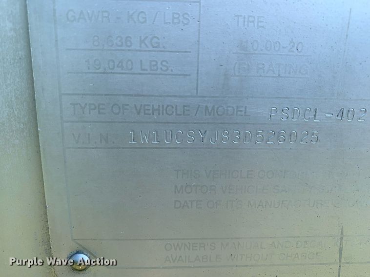 image for item LH9704 2003 Wilson PSDCL-402  livestock trailer