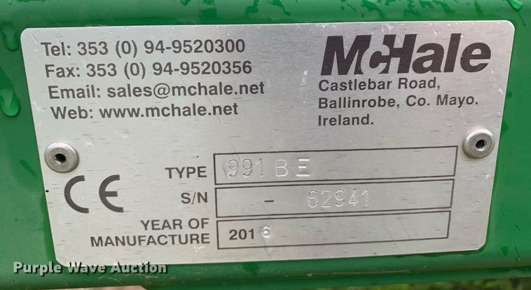 image for item LH9762 2016 McHale 991 BE  bale wrapper