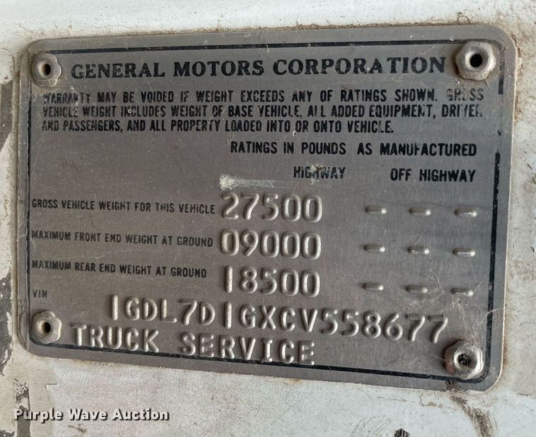 image for item LS9346 1982 GMC Sierra 7500  dump flatbed truck