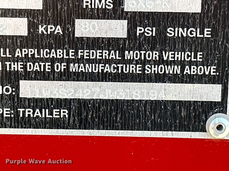 image for item MB9678 2018 W-W  livestock trailer