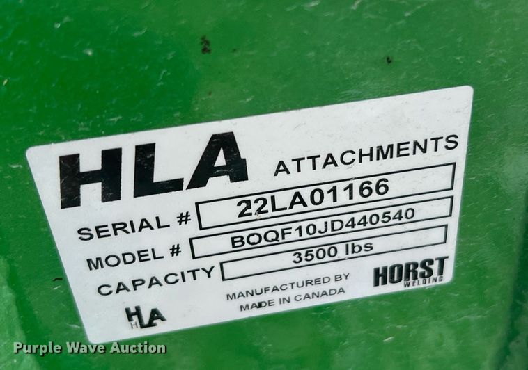 image for item NA9027 HLA BOQF10JD440540  skid steer adapter plate