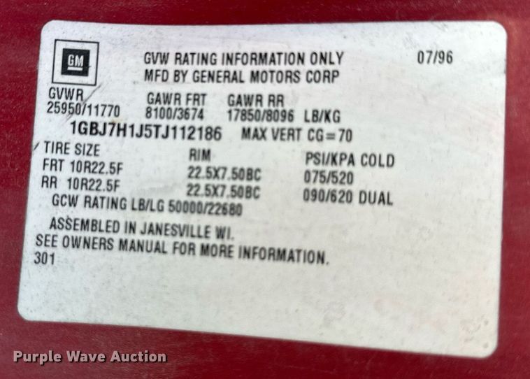 image for item DO5167 1996  Chevrolet Kodiak C6500  flatbed truck