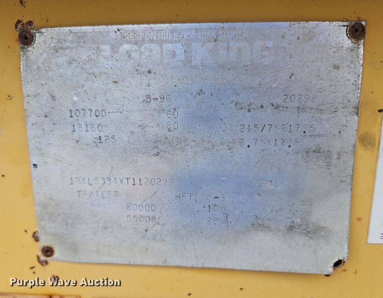 image for item LM9054 1996 Load King  drop deck equipment trailer