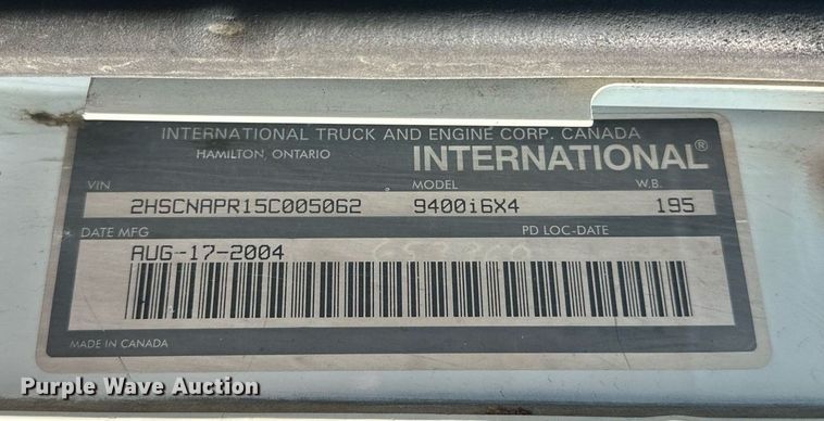 image for item MQ9290 2005 International 9400i  semi truck