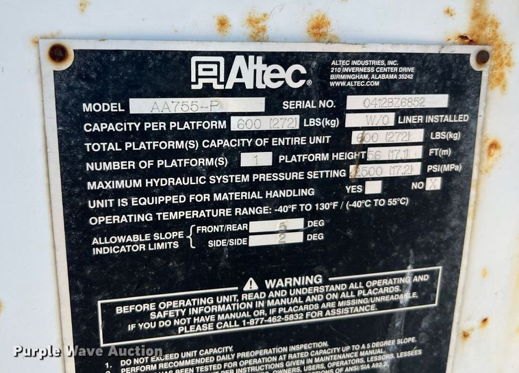 image for item NA9019 Altec  bucket truck bed