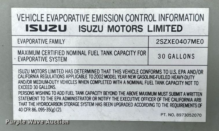 image for item NP9798 2002 Isuzu NPR HD  truck cab and chassis