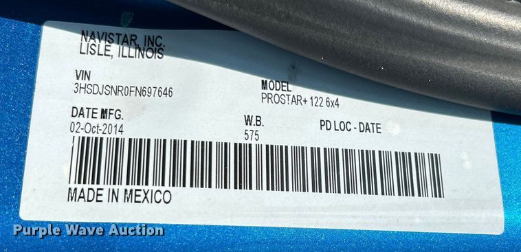 image for item OK9630 2015 International ProStar Plus  semi truck