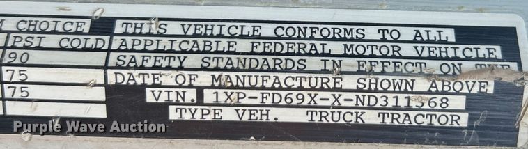 image for item OK9646 1992 Peterbilt 378  semi truck