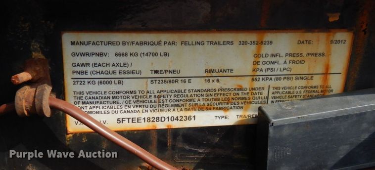 image for item AF9722 2013 Felling FT12-P  equipment trailer