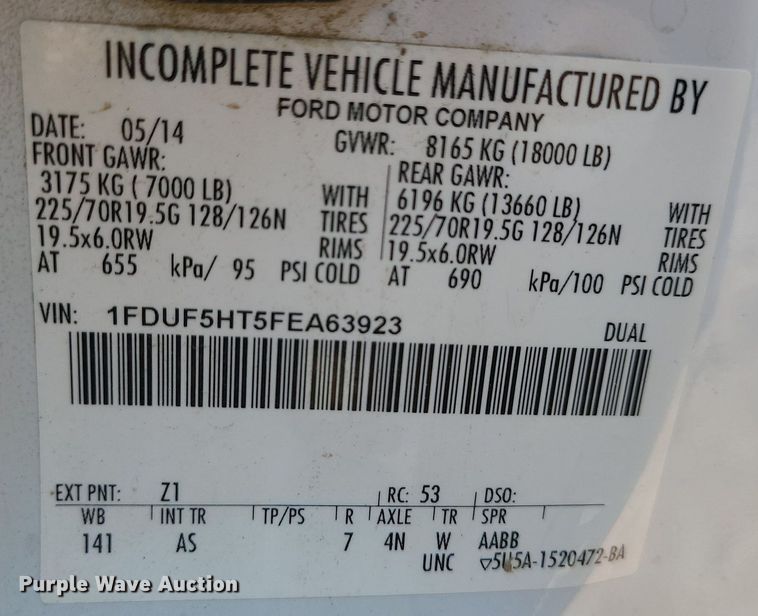 image for item DC6005 2015 Ford F550 Super Duty  flatbed truck