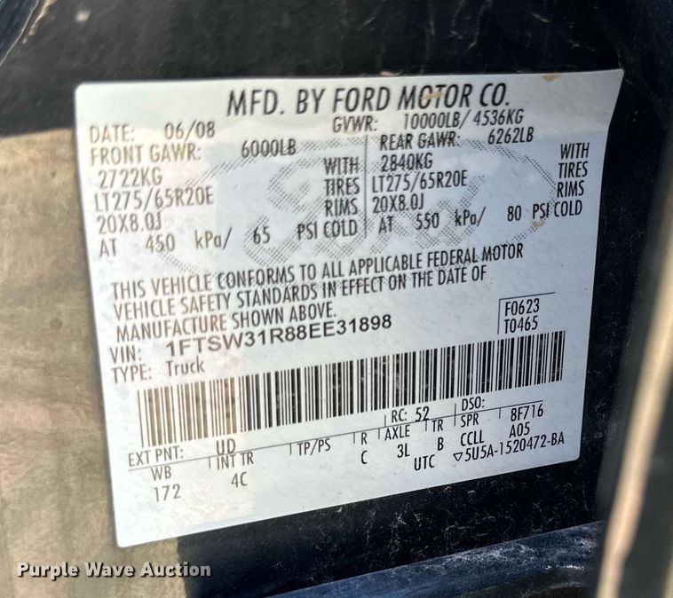 image for item DH8580 2008 Ford F350 Super Duty  Crew Cab pickup truck