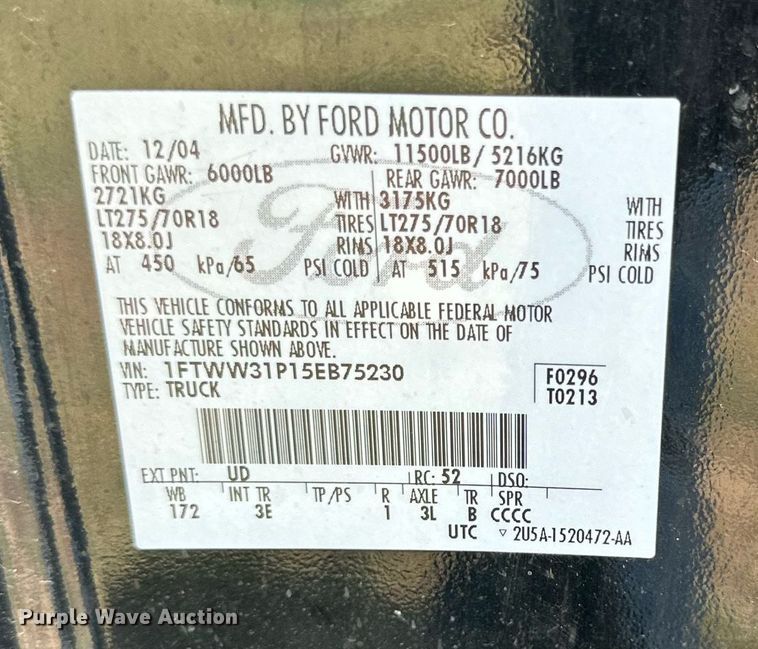 image for item DH8581 2005 Ford F350 Super Duty  Crew Cab pickup truck