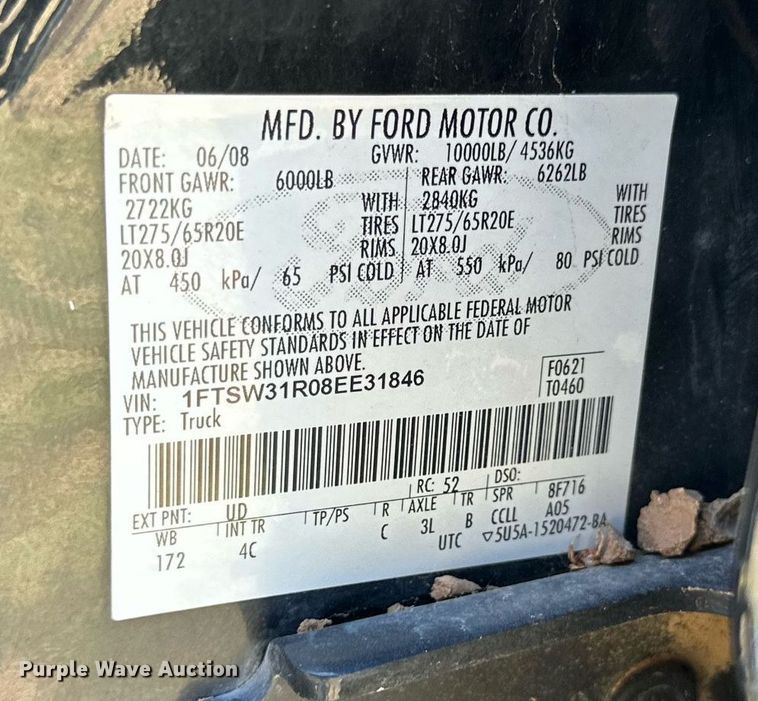 image for item DH8583 2008 Ford F350 Super Duty  Crew Cab pickup truck