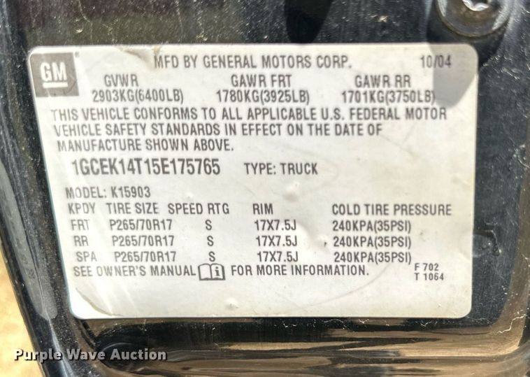 image for item DH8589 2005 Chevrolet Silverado 1500  pickup truck