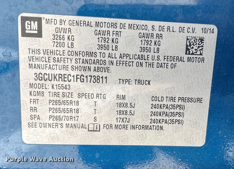 image for item DI8740 2015  Chevrolet Silverado 1500  Crew Cab pickup truck