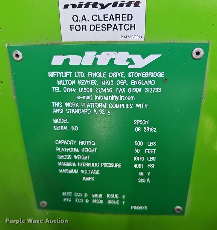 image for item DN8575 Nifty Lift SP50N  boom lift