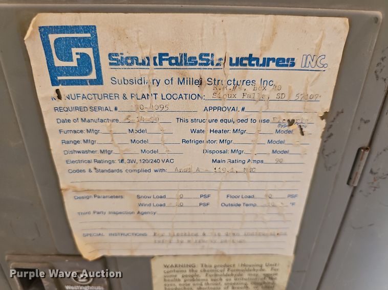 image for item DN8590 1990 Miller Structures Jobsite  office trailer