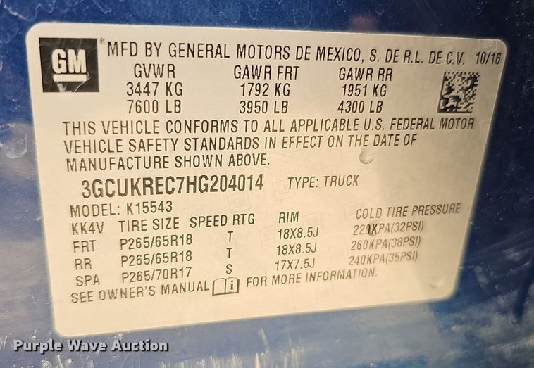 image for item DO2875 2017 Chevrolet Silverado 1500  Crew Cab pickup truck