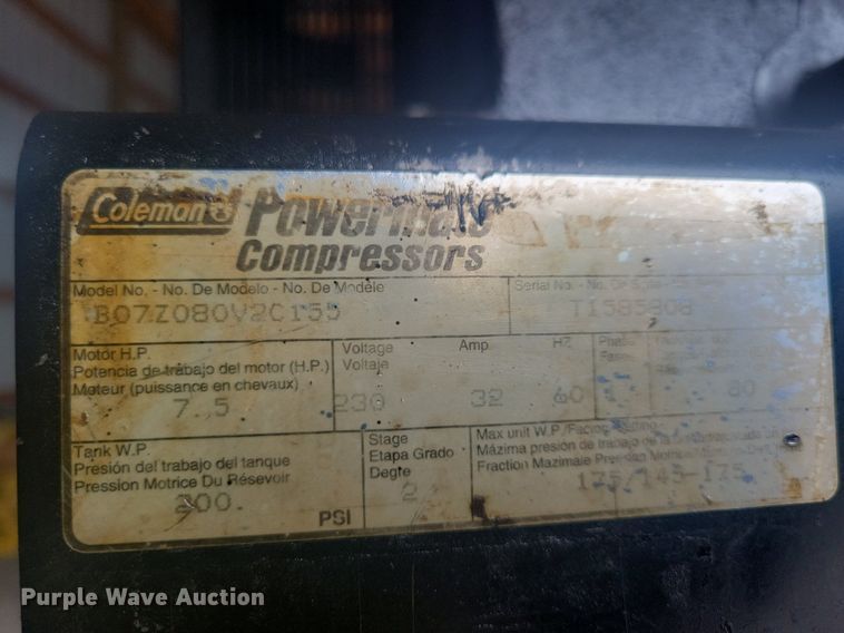 image for item IQ9765 Coleman Powermate Black Max  air compressor