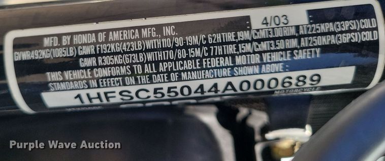 image for item IQ9770 2004 Honda VTX1300C  motorcycle