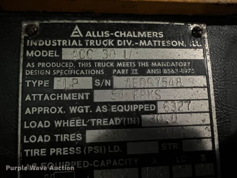 image for item LI9568 Allis Chalmers ACC30  forklift