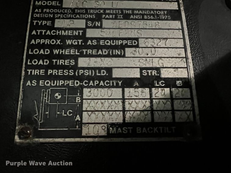 image for item LI9568 Allis Chalmers ACC30  forklift